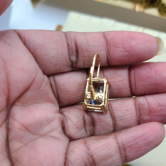 14k Gold-Plated Sterling Silver Necklace & Earrings Set / Prasiolite - Picture 3 of 7